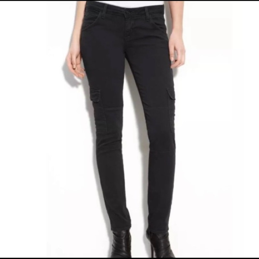 Hudson Noah Slim Black Jeans w/ Cargo Pockets 25
